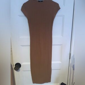 Brown Ribbed Knit Dress, REVAMPED